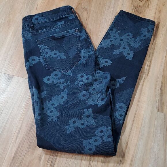 🔺️Zara Blue Floral Print Slim Fit Jeans Size 00/23 - Picture 1 of 9